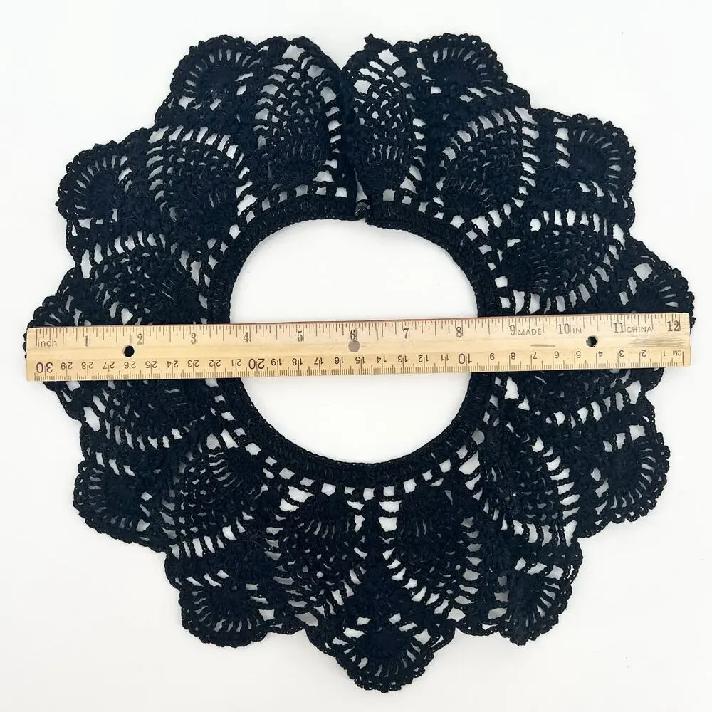70s Crochet Collar Black Cottage Cottagecore 1970s Vintage